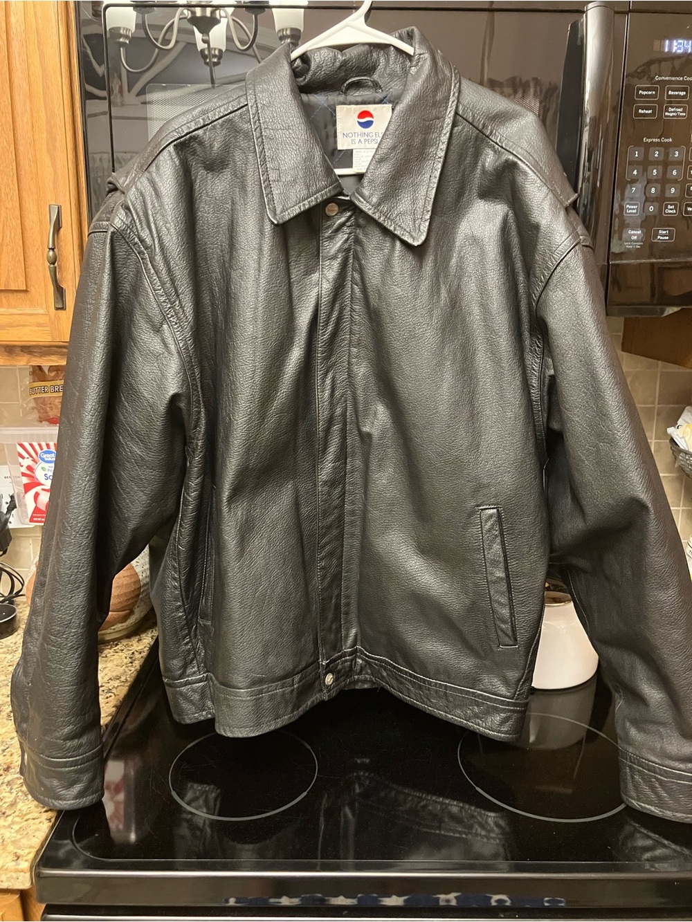 Men's Black Leather Bomber Jacket by